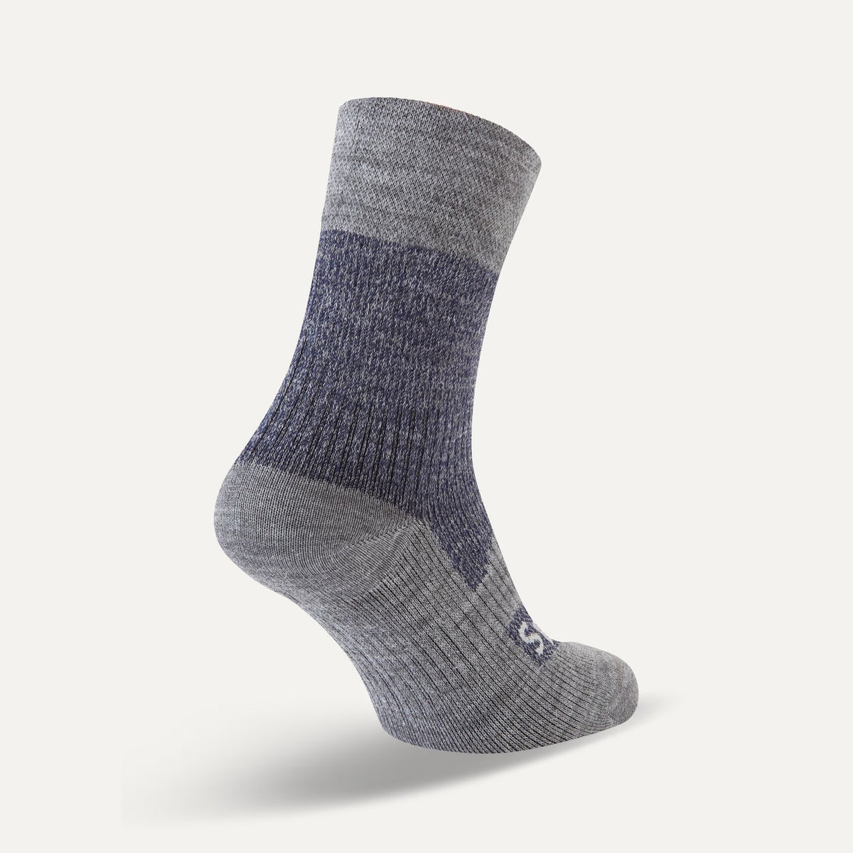 SEALSKINZ Bircham Waterproof All Weather Ankle Length Socks - Navy Blue & Grey Marl