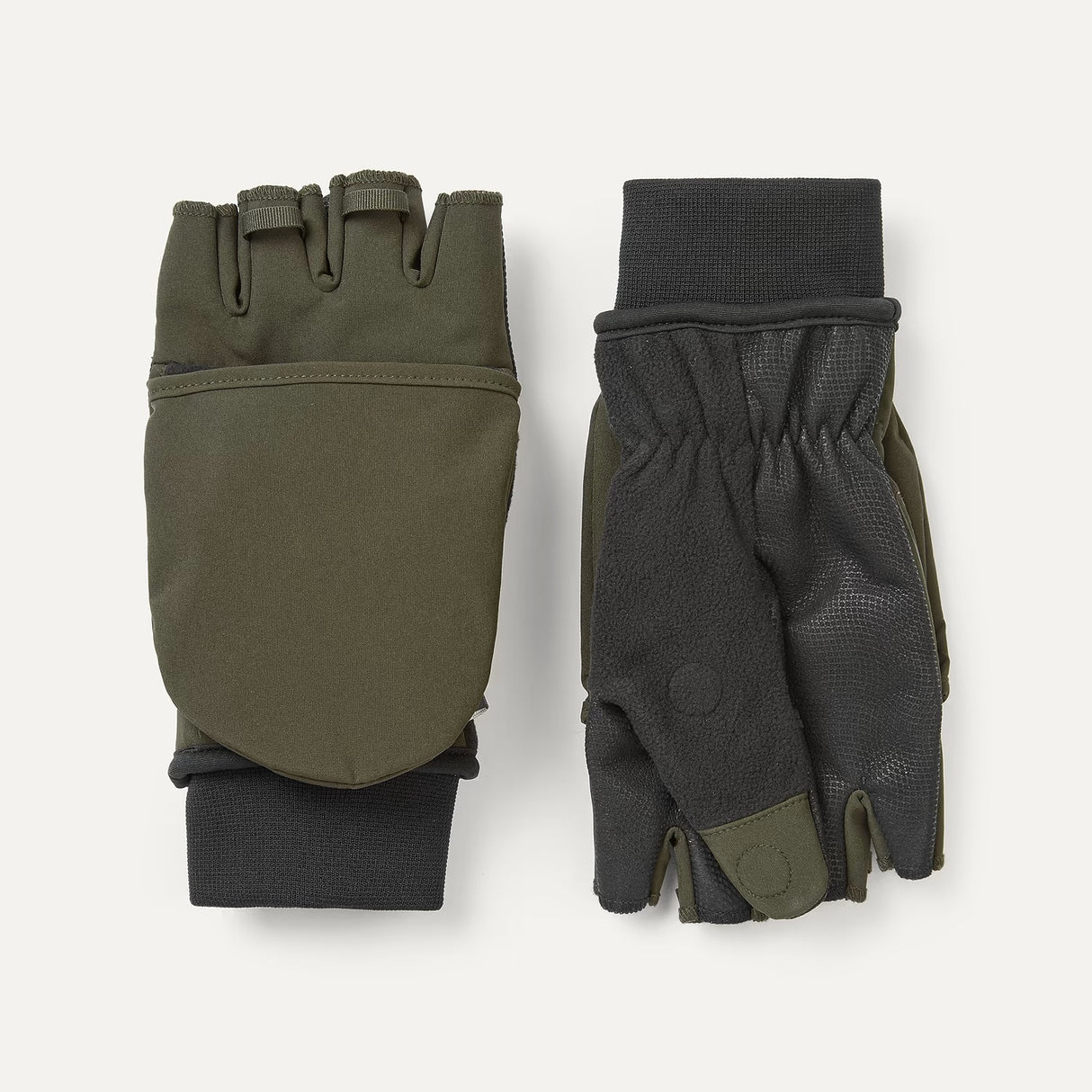 SEALSKINZ Walpole Windproof Cold Weather Convertible Mitts - Olive Green & Black