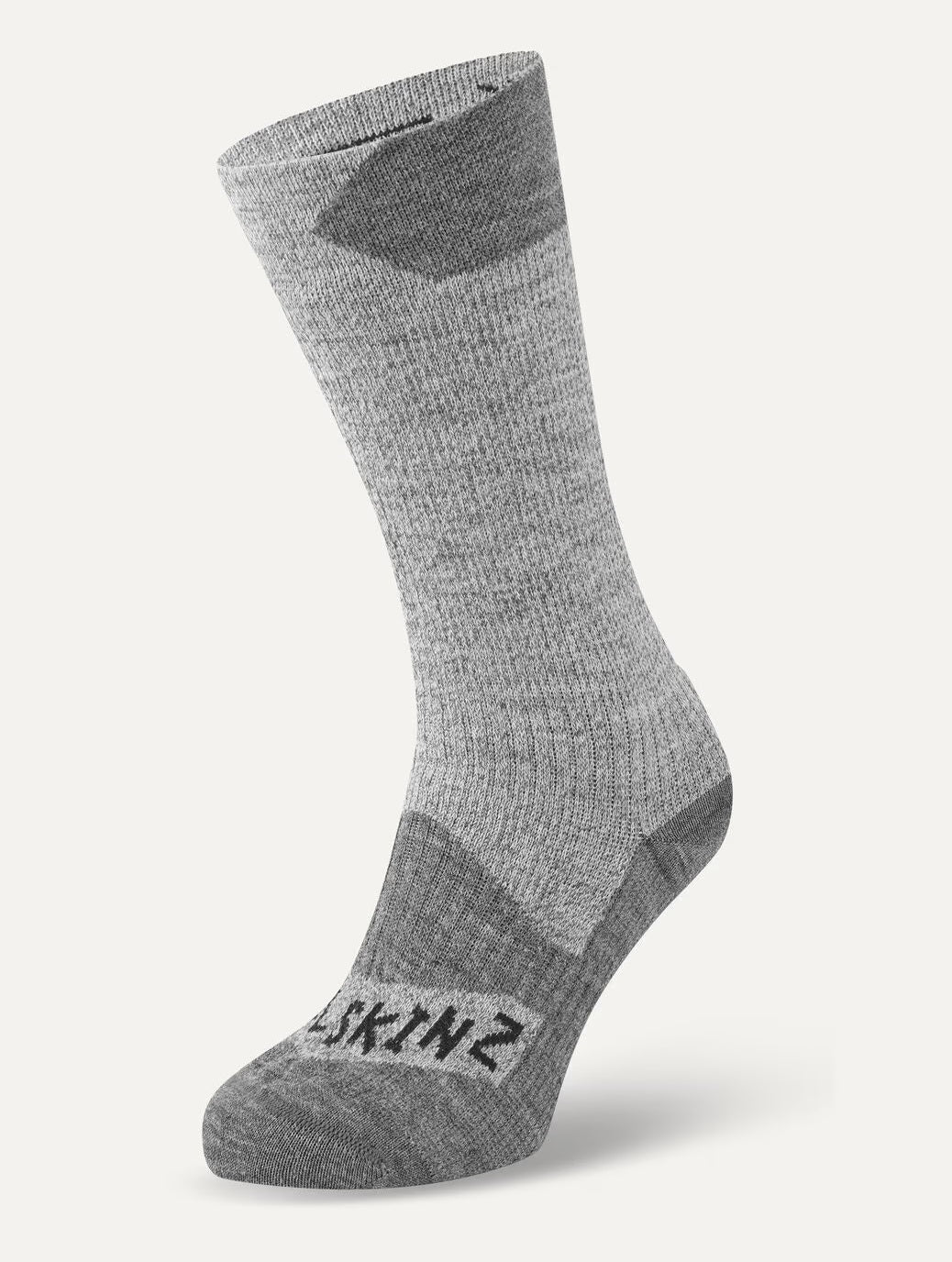 SEALSKINZ Raynham Waterproof All Weather Mid Length Socks - Grey & Grey Marl