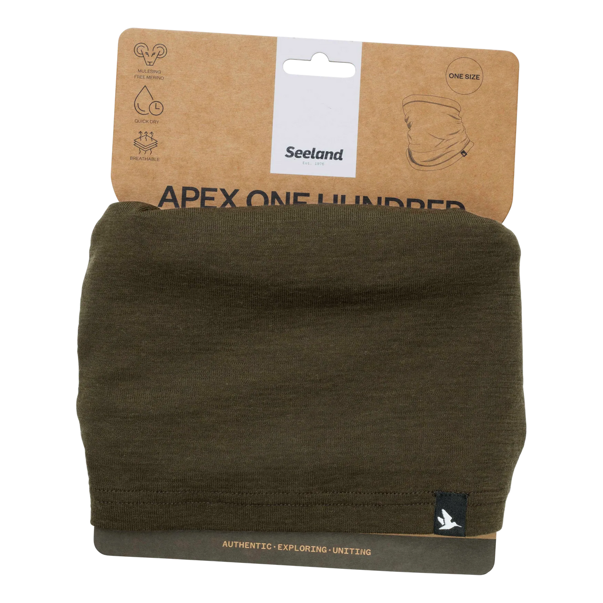 SEELAND Apex One Hundred Neckgaiter - Pine Green — front flat lay