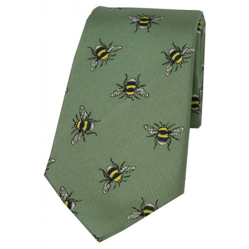 SOPRANO Bumble Bee Luxury Silk Tie - Sage Green Soprano