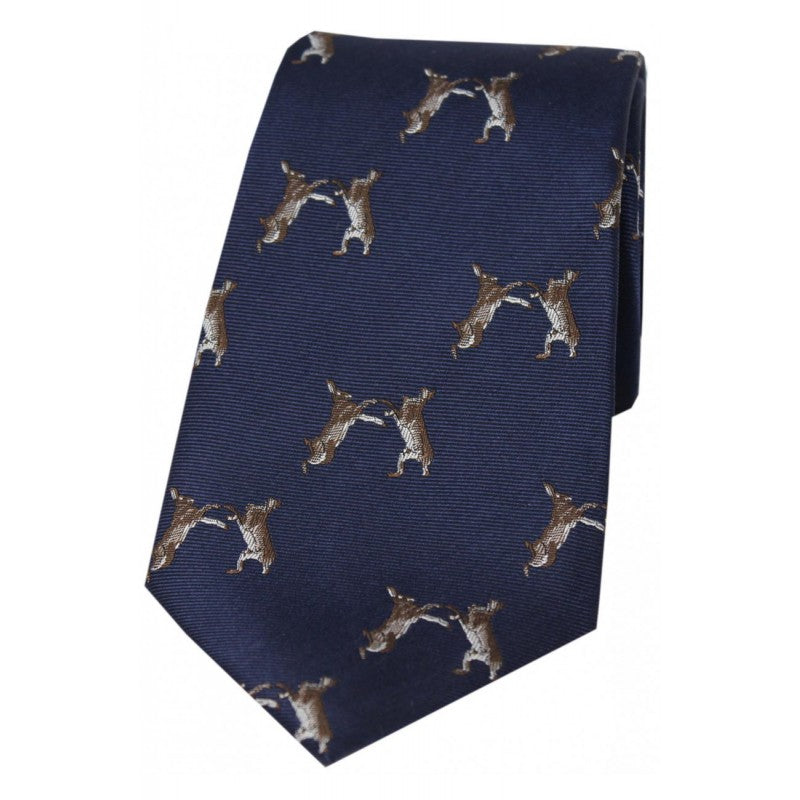 SOPRANO Boxing Hares Country Silk Tie - Navy Soprano