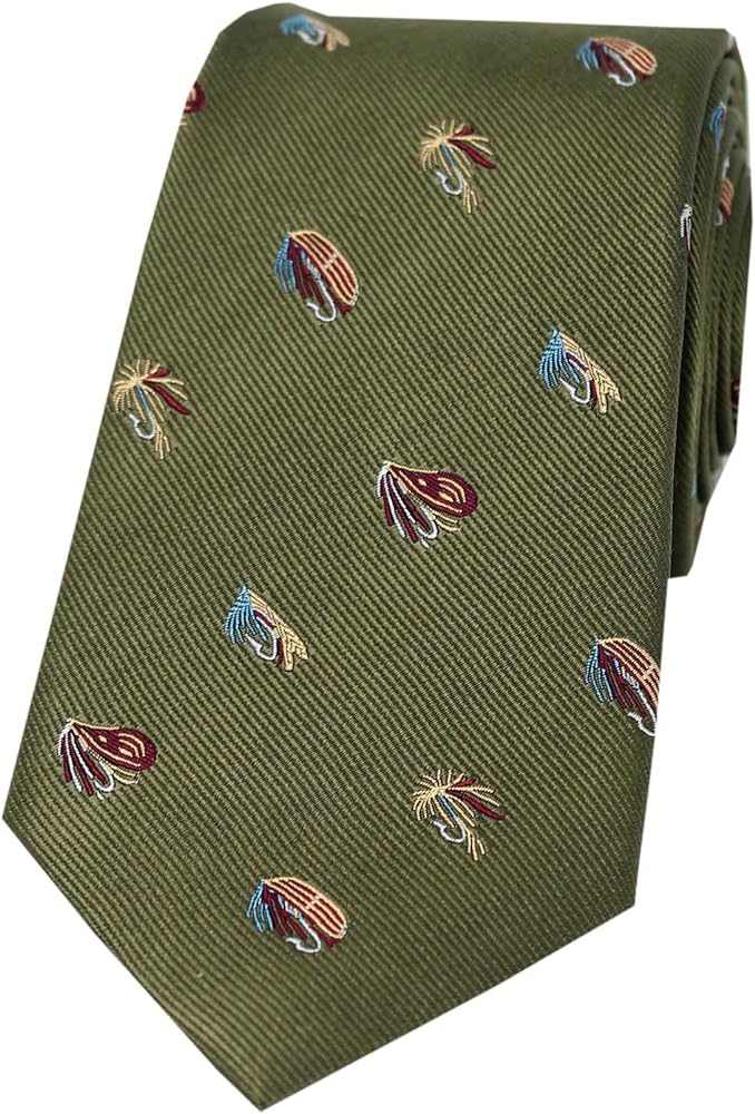 SOPRANO Fishing Flies Country Silk Tie - Country Green Soprano