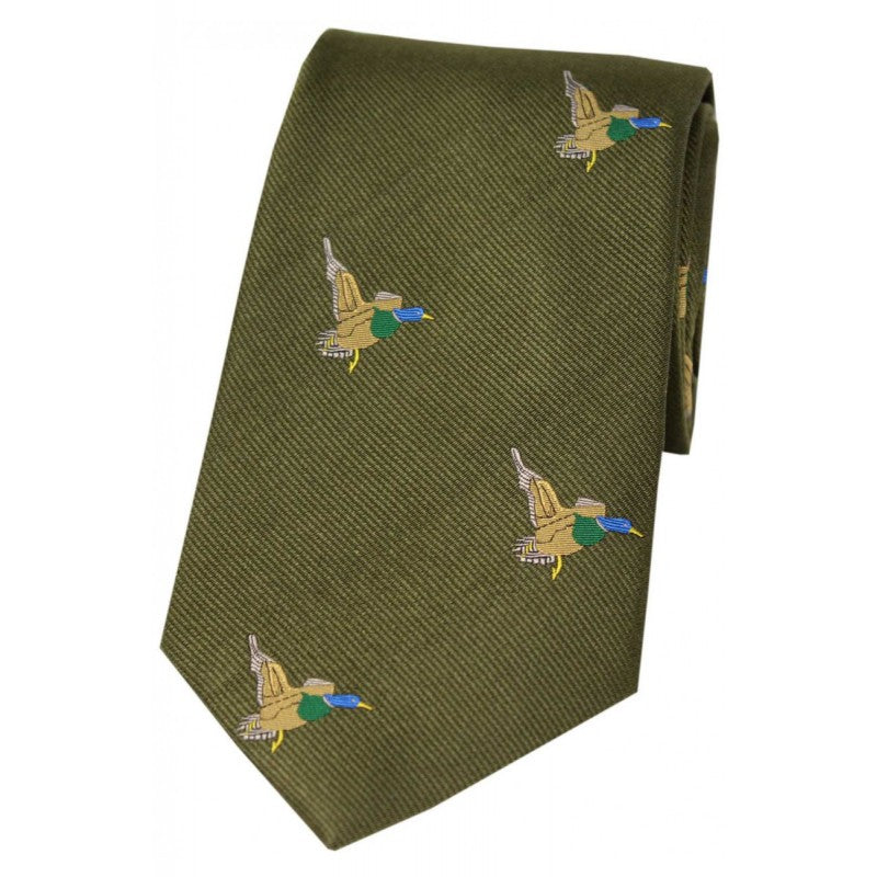 SOPRANO Flying Ducks Silk Country Tie - Country Green Soprano