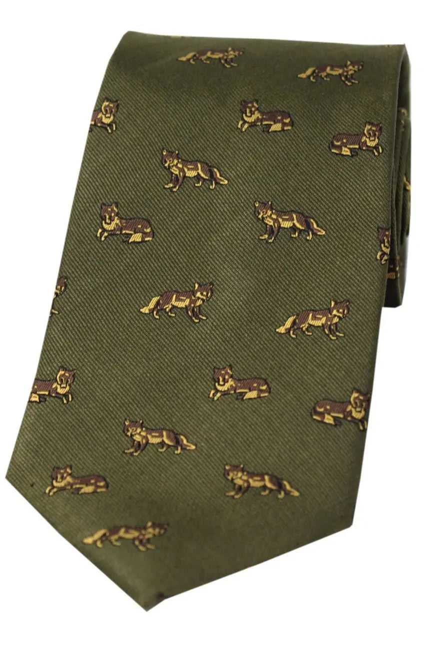 SOPRANO Foxes Silk Country Tie - Green Soprano