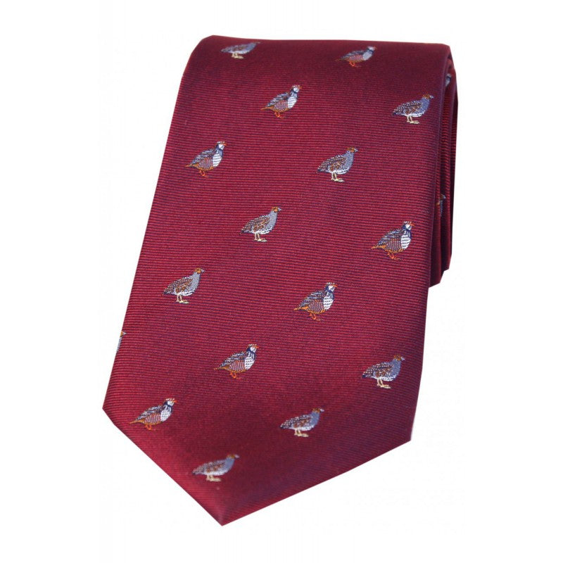 SOPRANO Grouse & Partridge Silk Country Tie - Maroon Soprano