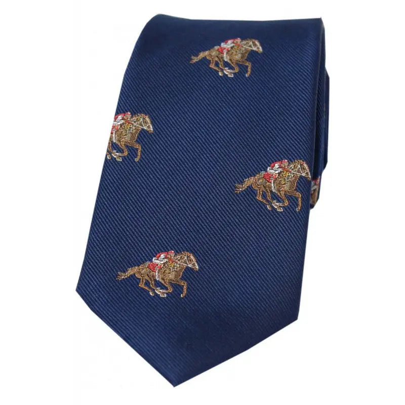 SOPRANO Jockeys & Horses Silk Country Tie - Blue Soprano