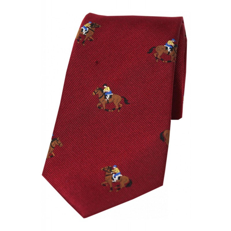 SOPRANO Jockeys & Horses Silk Country Tie - Deep Red Soprano
