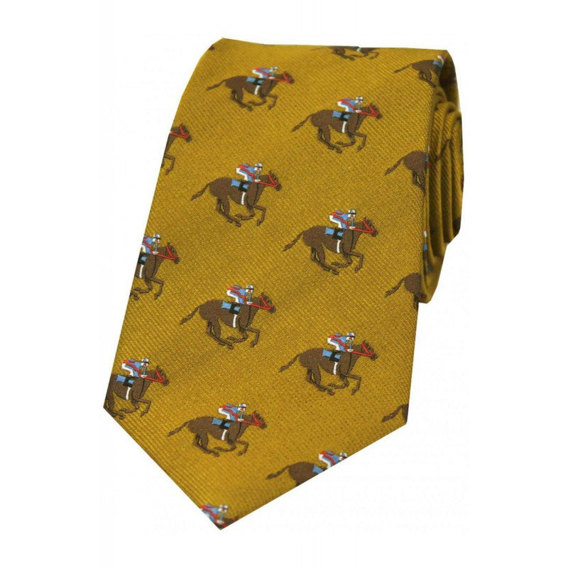 SOPRANO Horse Racing Luxury Silk Country Tie - Gold Soprano