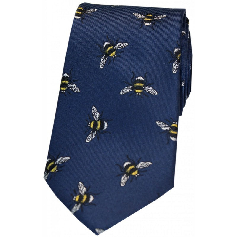 SOPRANO Bumble Bee Luxury Silk Tie - Navy Soprano