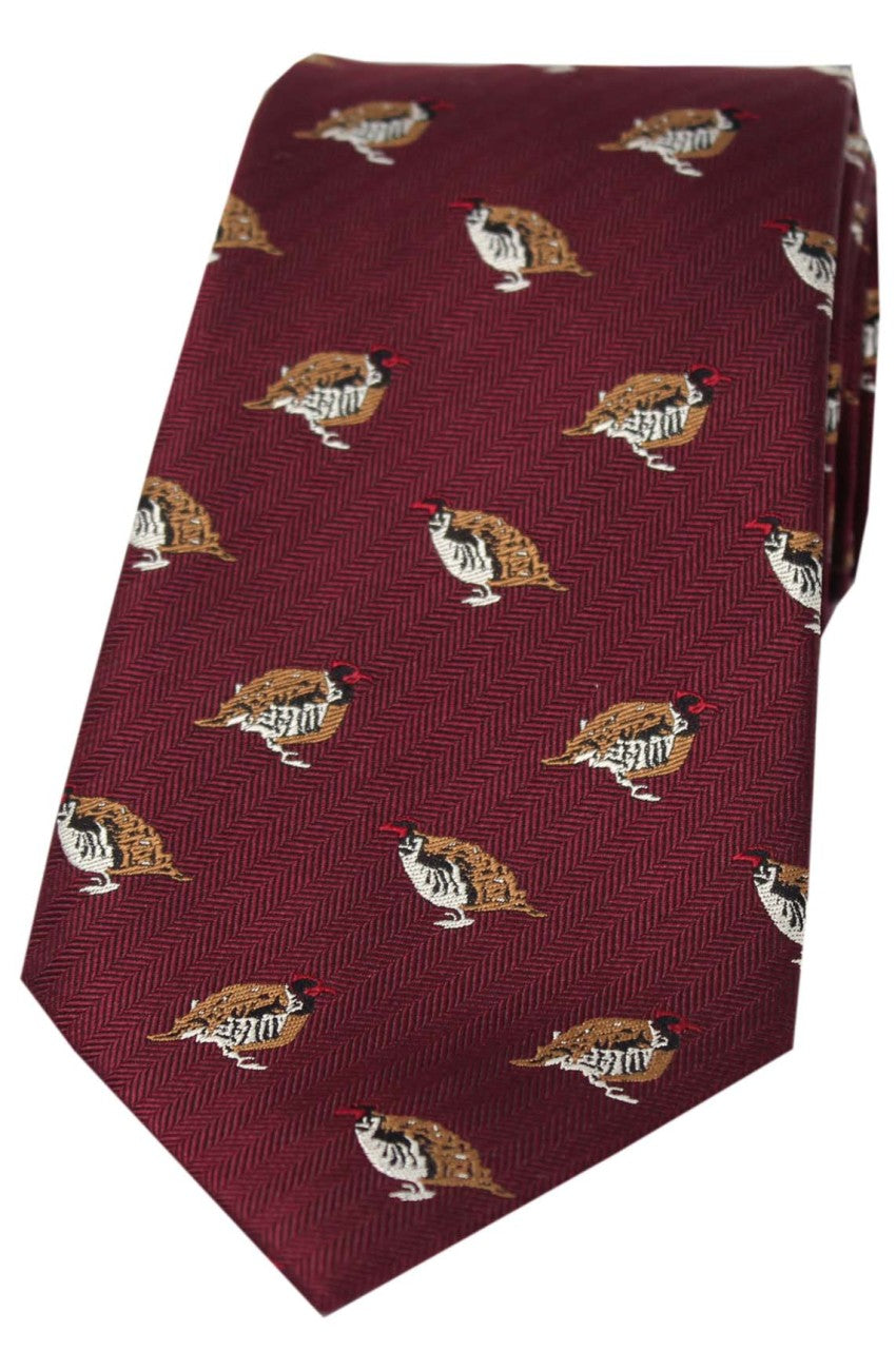 SOPRANO Red Legged Partridge Silk Country Tie - Wine Soprano