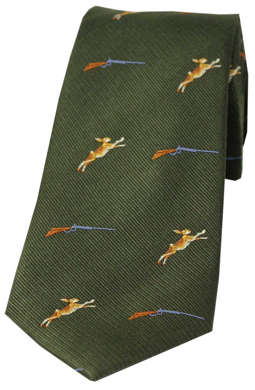 SOPRANO Hares & Shotguns Country Silk Tie - Country Green Soprano