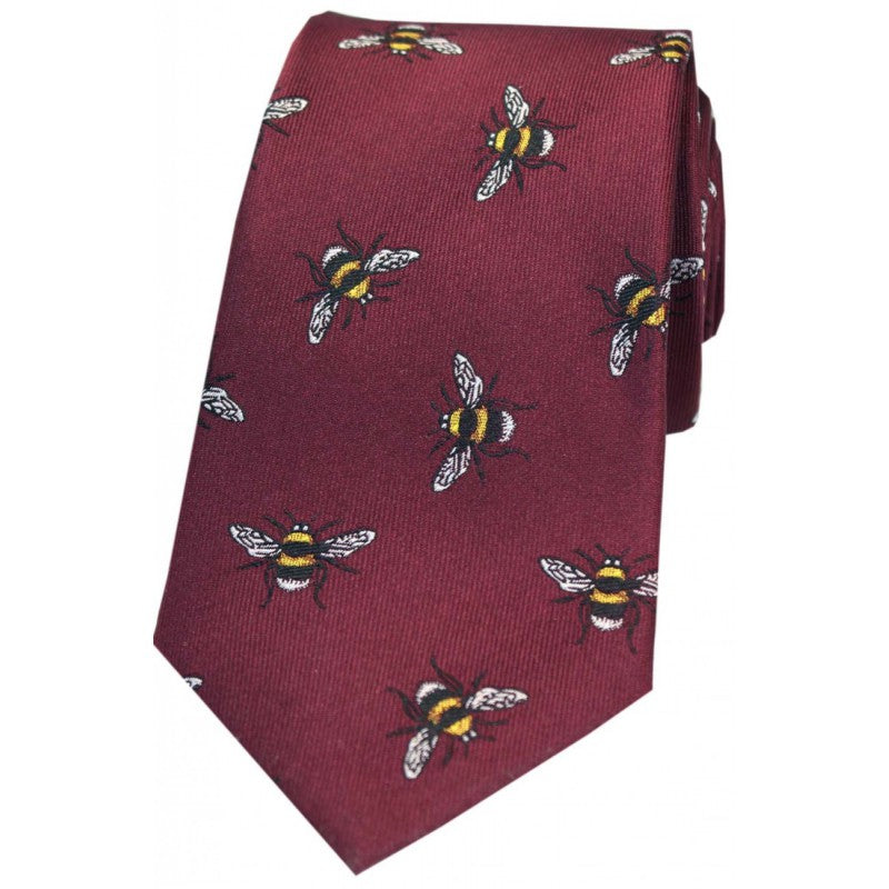 SOPRANO Bumble Bee Luxury Silk Tie - Wine Soprano