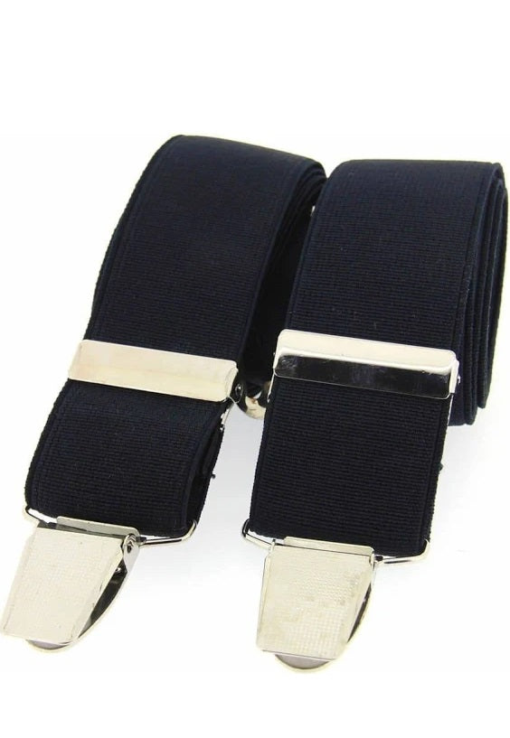 SOPRANO Classic Adjustable Trouser Braces - 35mm X Style - Navy Soprano