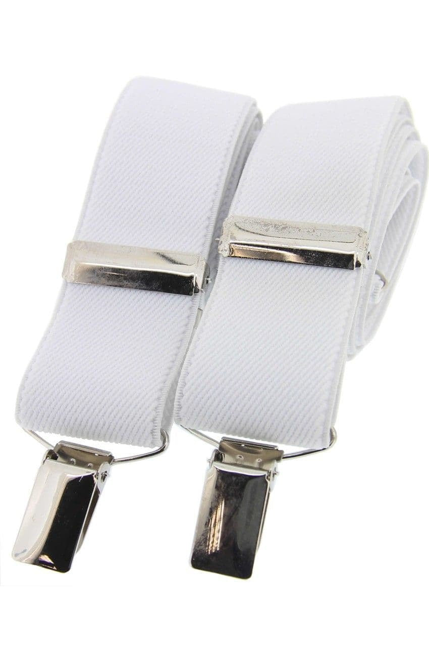 SOPRANO Classic Adjustable Trouser Braces - 35mm X Style - White Soprano