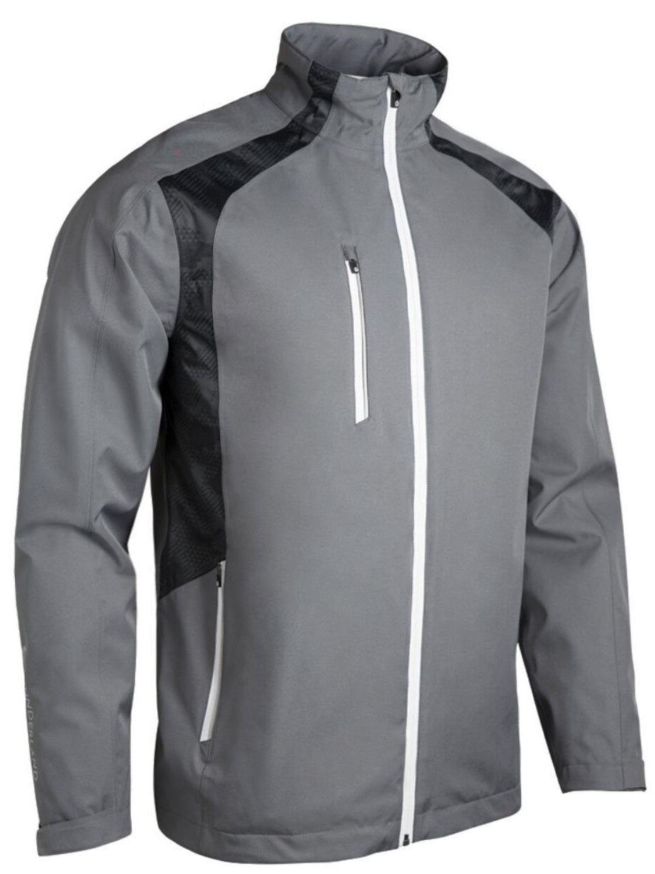 SUNDERLAND Valberg Zip Front Stretch Waterproof Golf Jacket - Mens - Gunmetal / Black Camo / White Sunderland