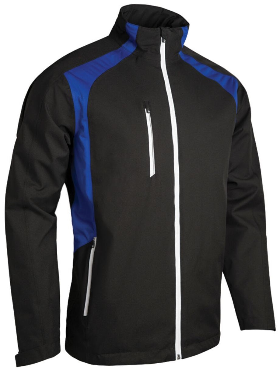 SUNDERLAND Valberg Zip Front Stretch Waterproof Golf Jacket - Mens - Black / Electric Blue / White Sunderland