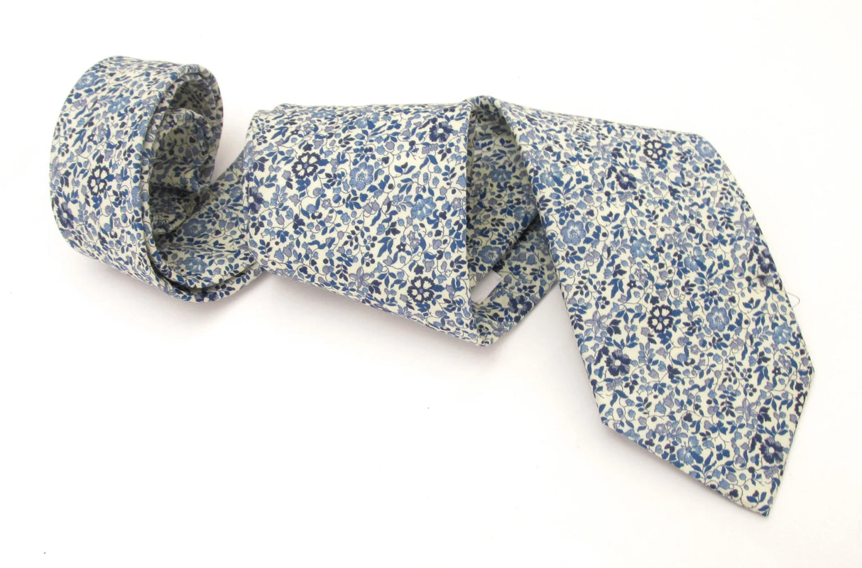 VAN BUCK Liberty Print Cotton Tie & Pocket Square - Katie & Millie Blue