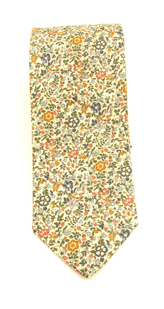 VAN BUCK Liberty Print Cotton Tie & Pocket Square - Katie & Millie Tan