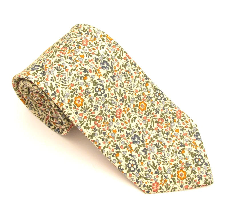 VAN BUCK Liberty Print Cotton Tie & Pocket Square - Katie & Millie Tan