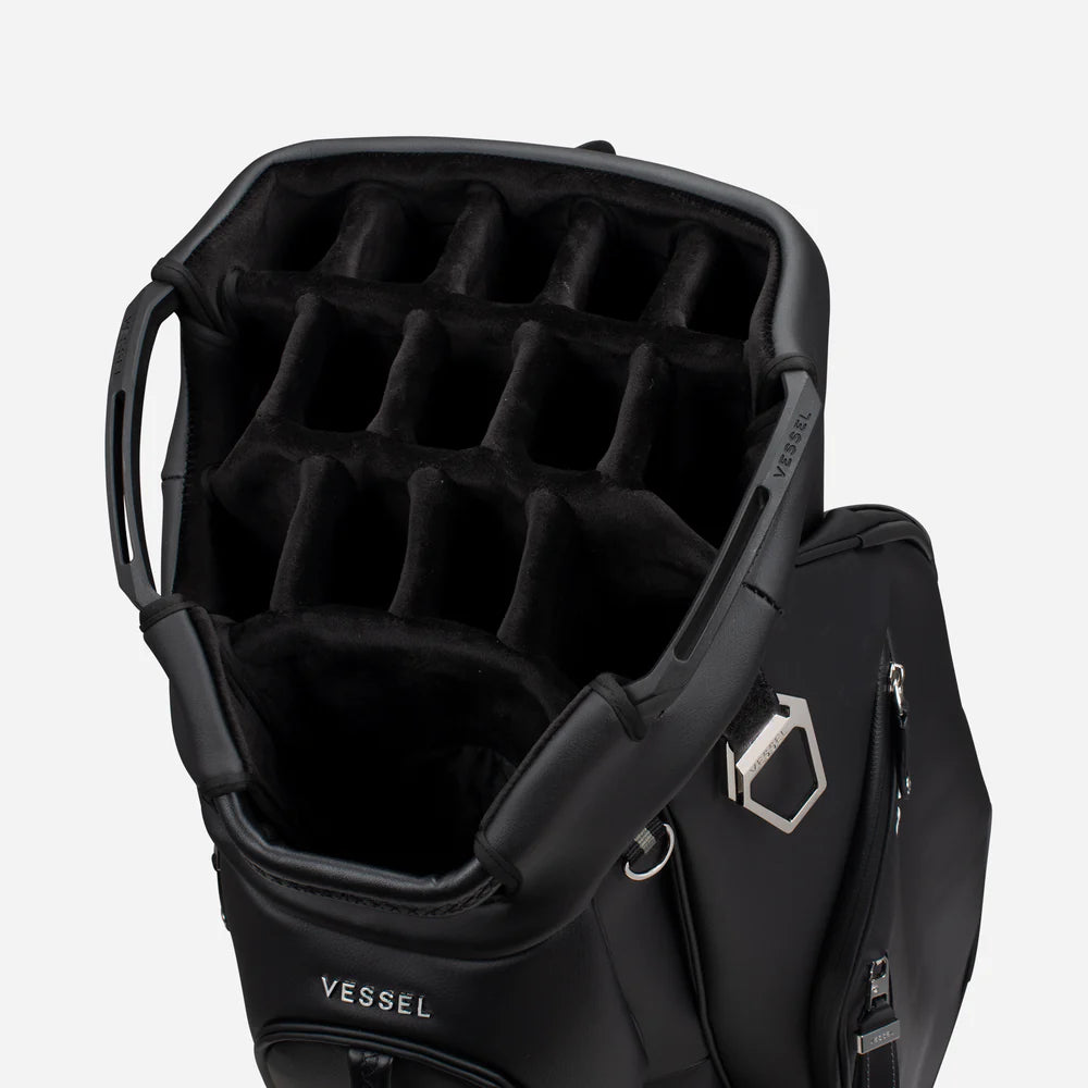 VESSEL Lux Cart II Golf Bag - Pebbled Black 15 Way Divider Top