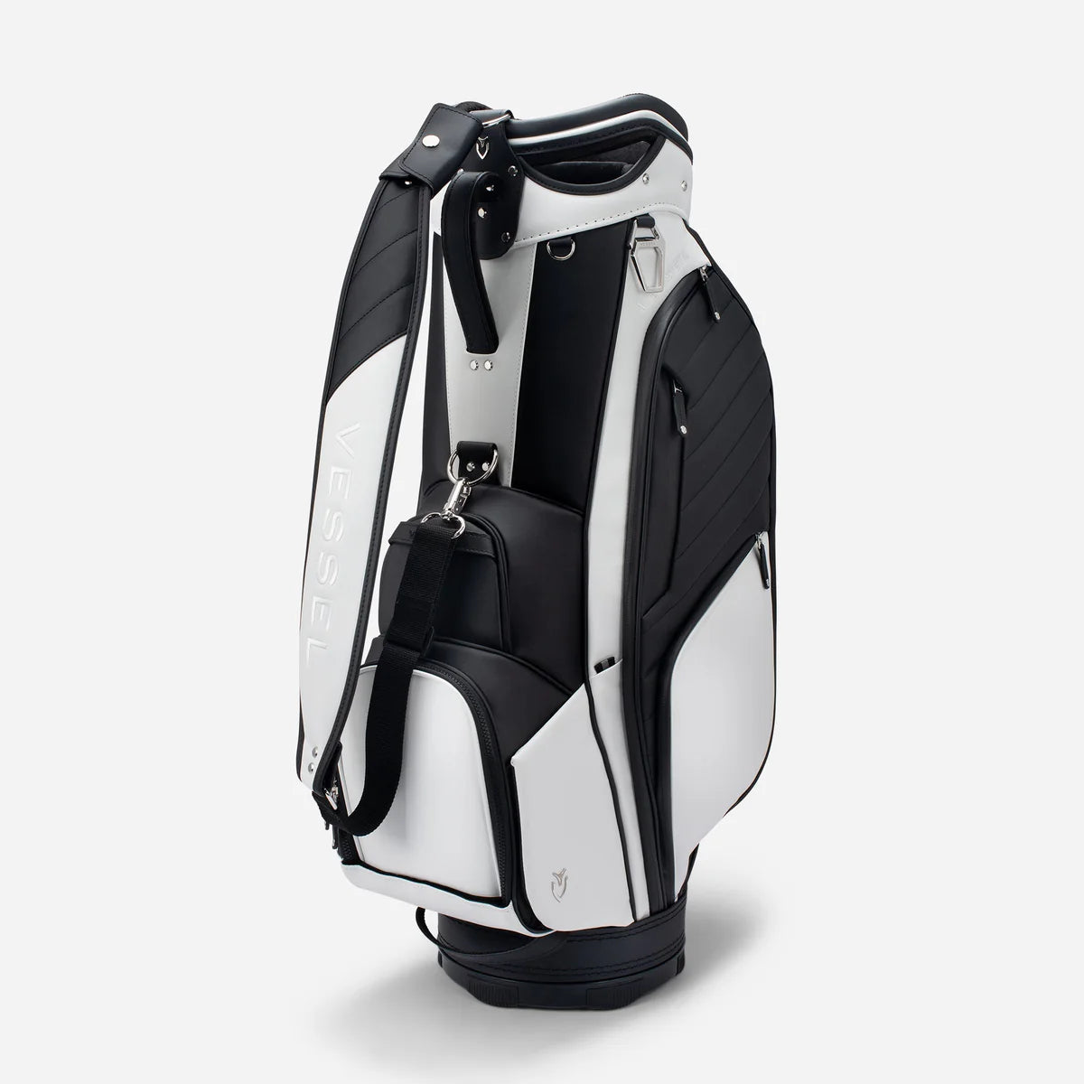 VESSEL Lux Prime Cart Golf Bag - Tour Styling Luxury Performance - White/Black