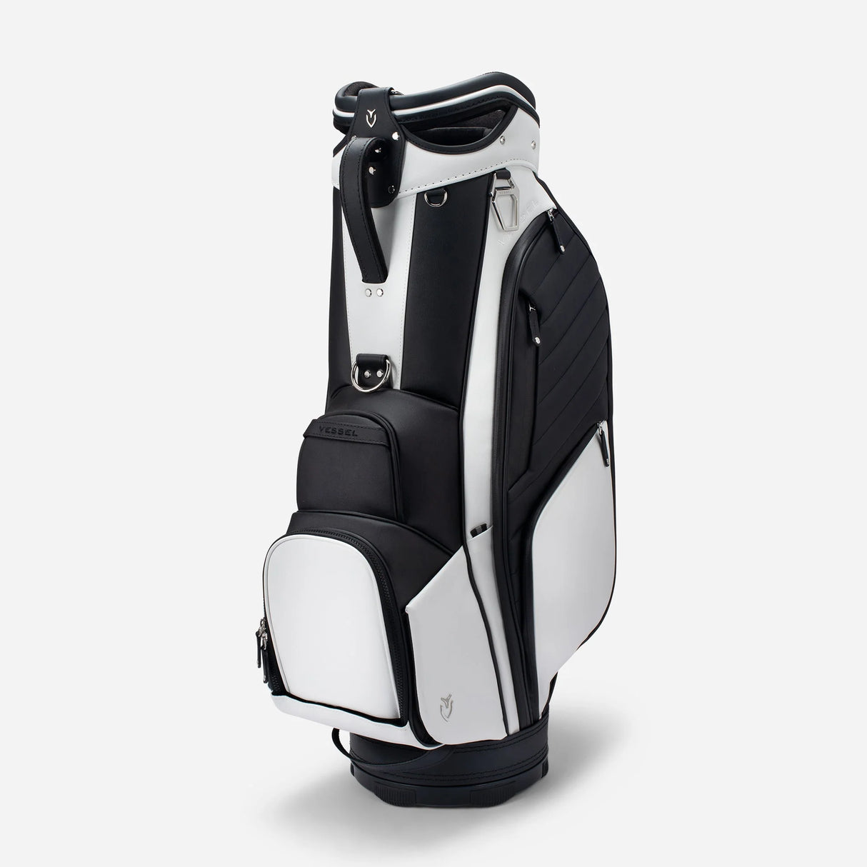 VESSEL Lux Prime Cart Golf Bag - Tour Styling Luxury Performance - White/Black