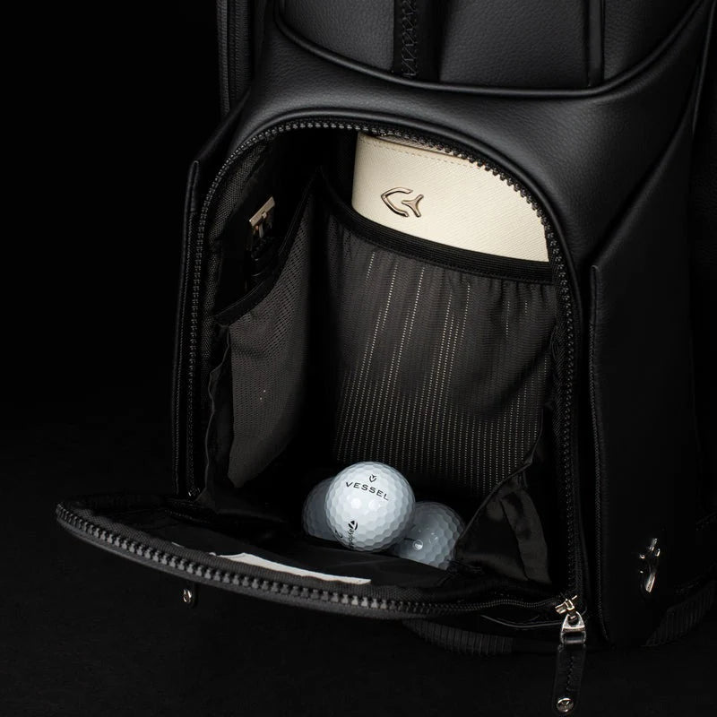 VESSEL Lux Pro Cart II Golf Bag - Pebbled Black Ball Pocket