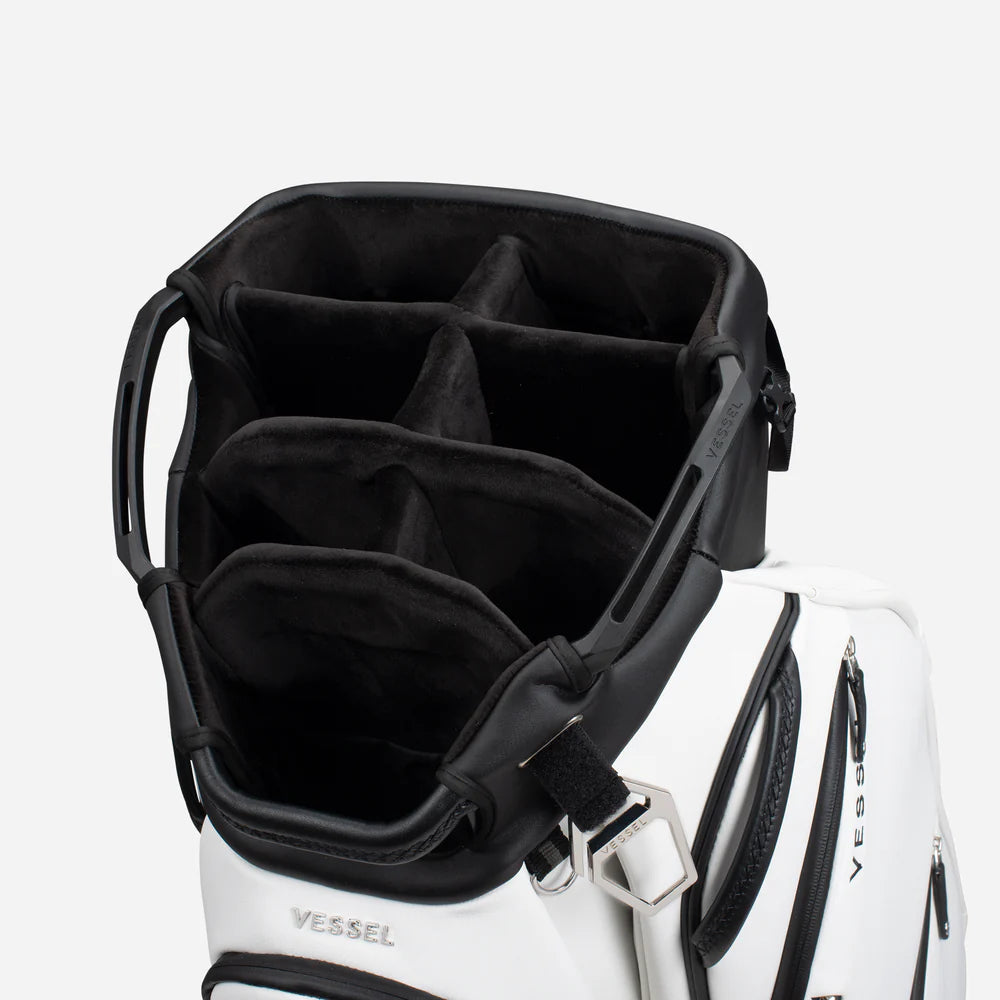 VESSEL Lux Pro Cart II Golf Bag - Pebbled White 7 Way Divider Top