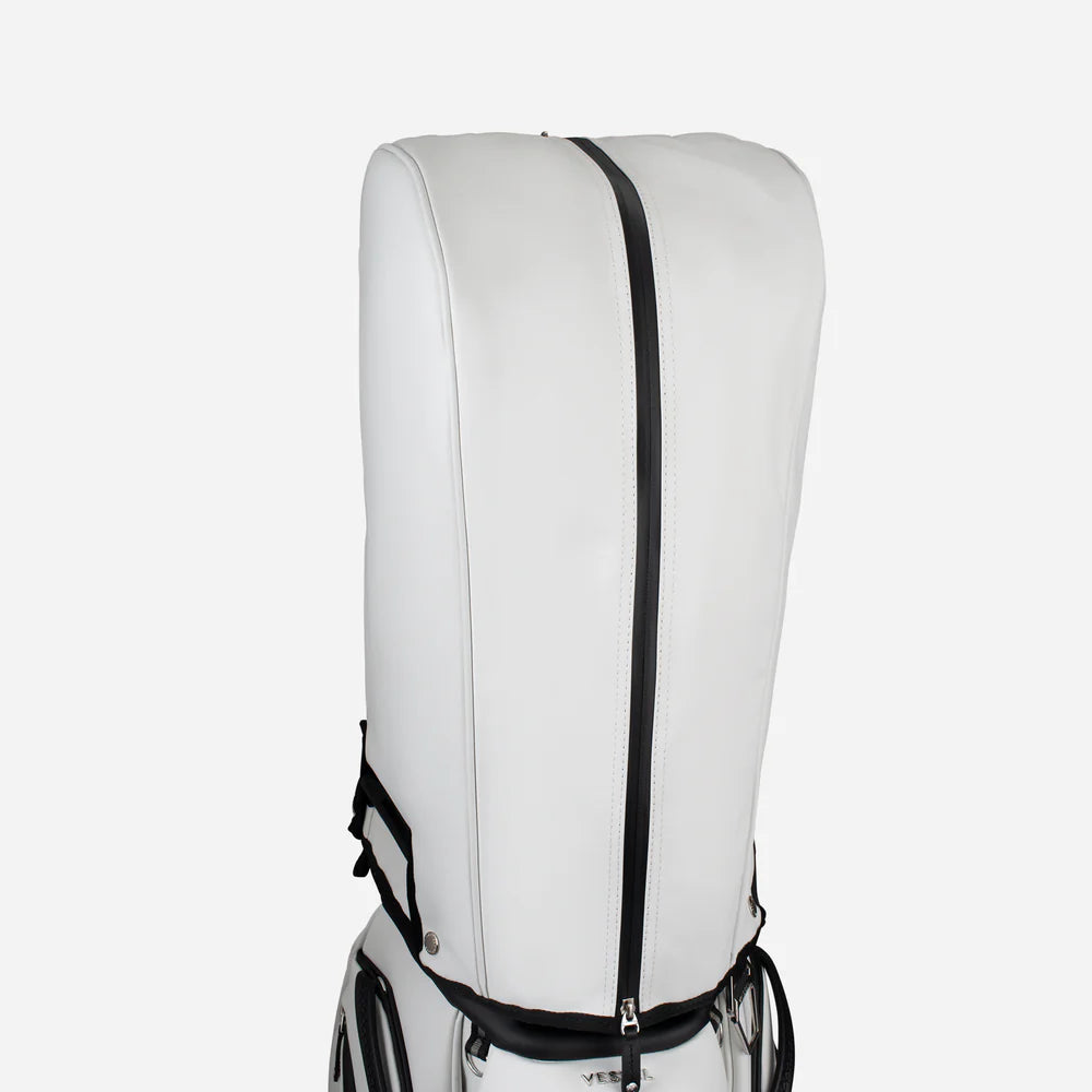 VESSEL Lux Pro Cart II Golf Bag - Pebbled White Rain Hood