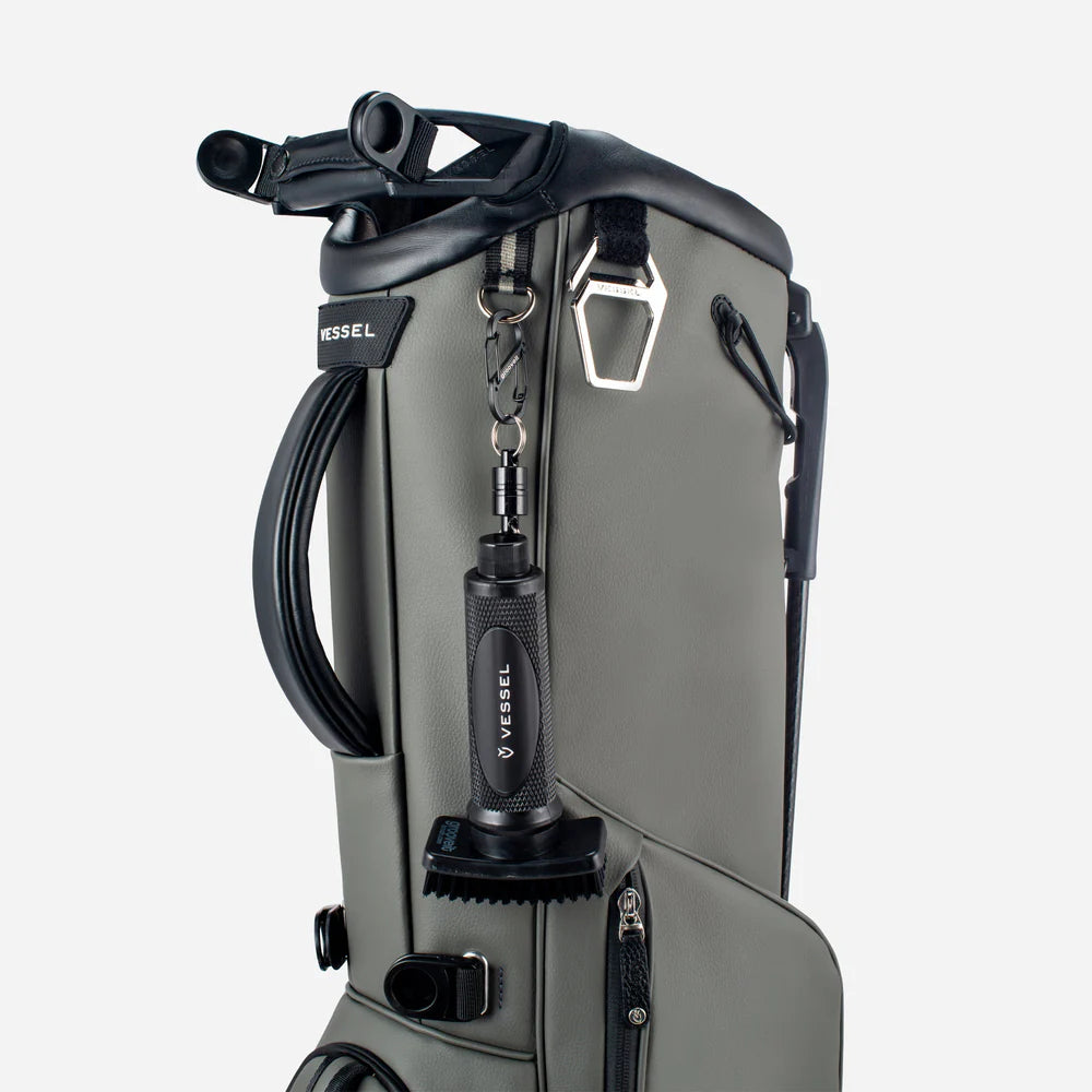 VESSEL x GrooveIt Golf Club Brush Hanging On Golf Bag