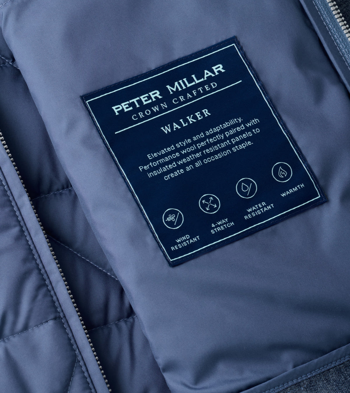 Peter Millar Walker Hybrid Jacket in Cadet - interior
