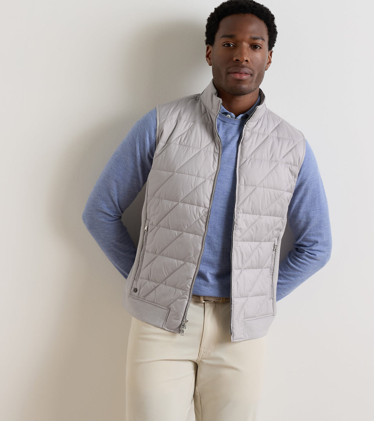 Peter Millar Walker Hybrid Gilet in Silver Strand - front