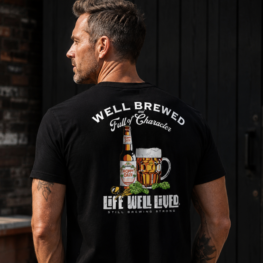 LIFE WELL LIVED Well Brewed Beer Lovers T-Shirt - Black