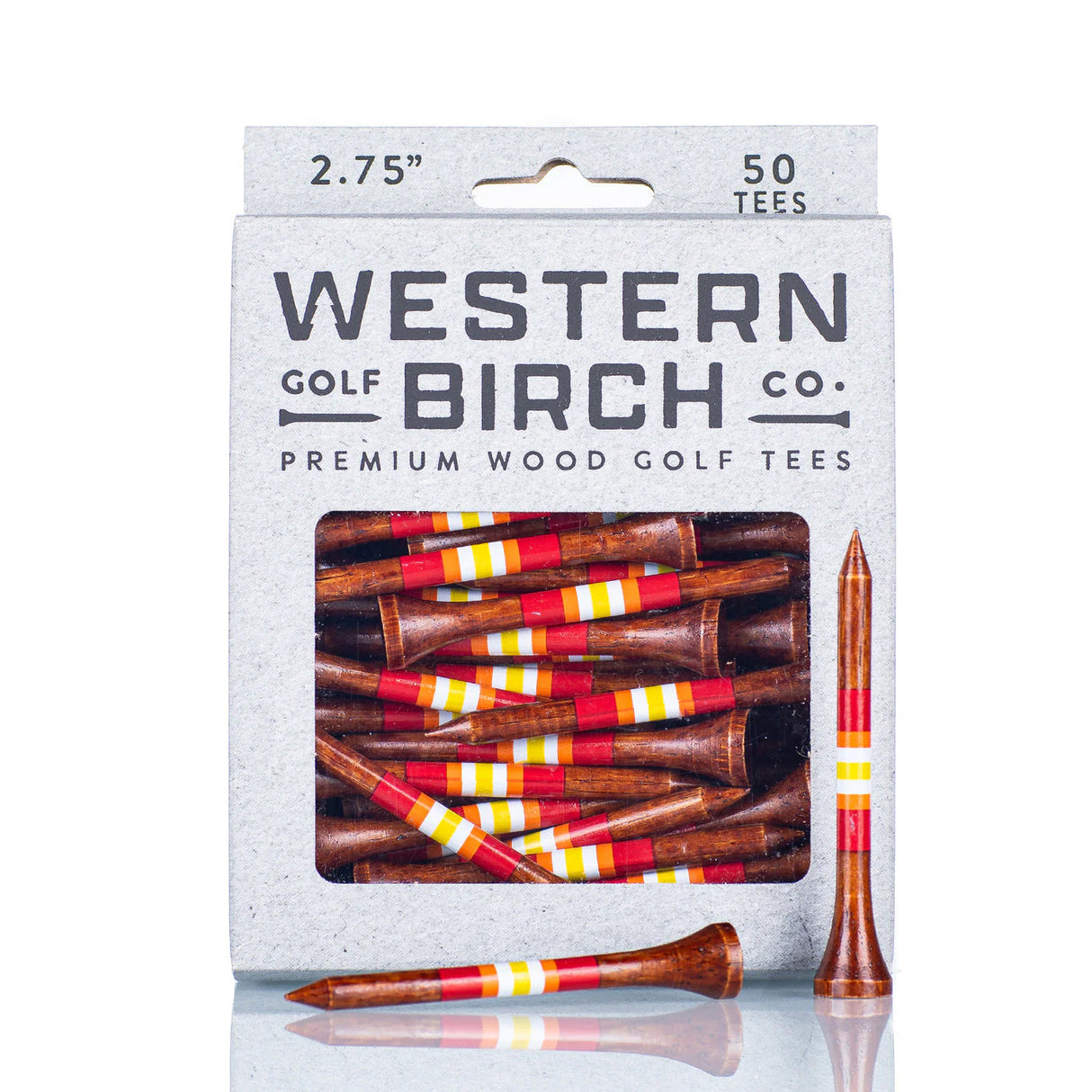WESTERN BIRCH Signature Striped Premium Bamboo Golf Tees – 2¾" (70mm) - Texas Sun