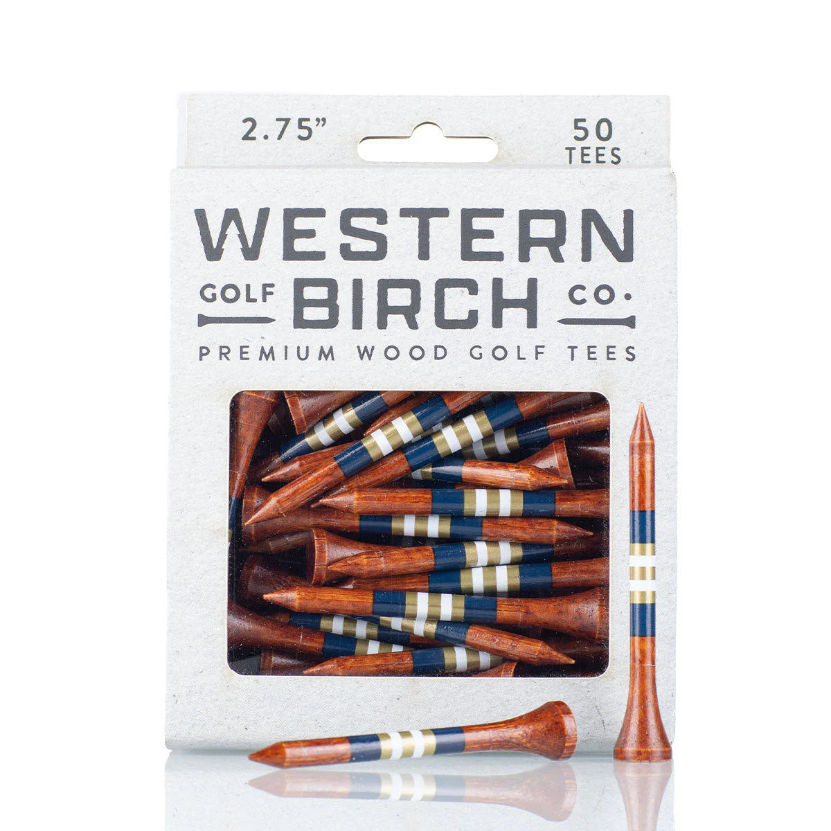 WESTERN BIRCH Signature Striped Premium Bamboo Golf Tees – 2¾" (70mm) - Twin Six