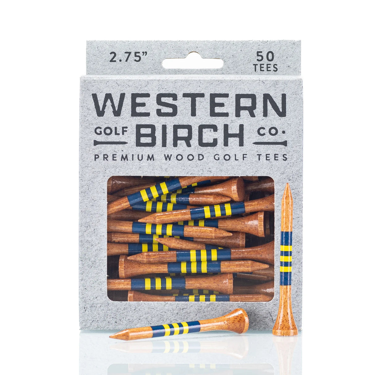 WESTERN BIRCH Signature Striped Premium Bamboo Golf Tees – 2¾" (70mm) - Skylark