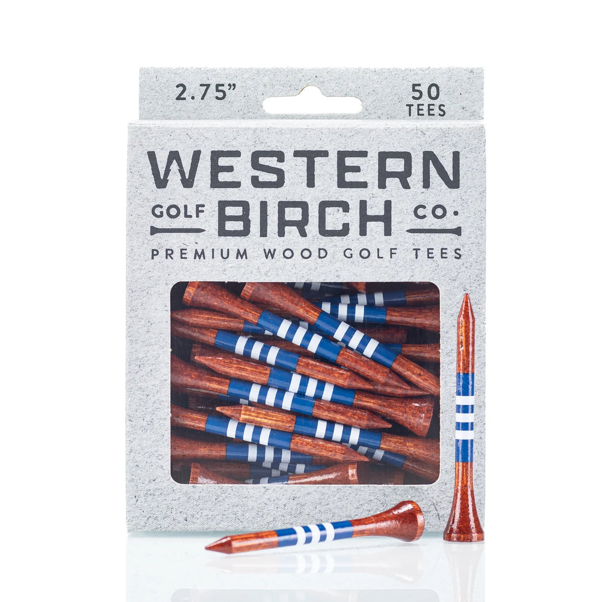 WESTERN BIRCH Signature Striped Premium Bamboo Golf Tees – 2¾" (70mm) - Stingray II