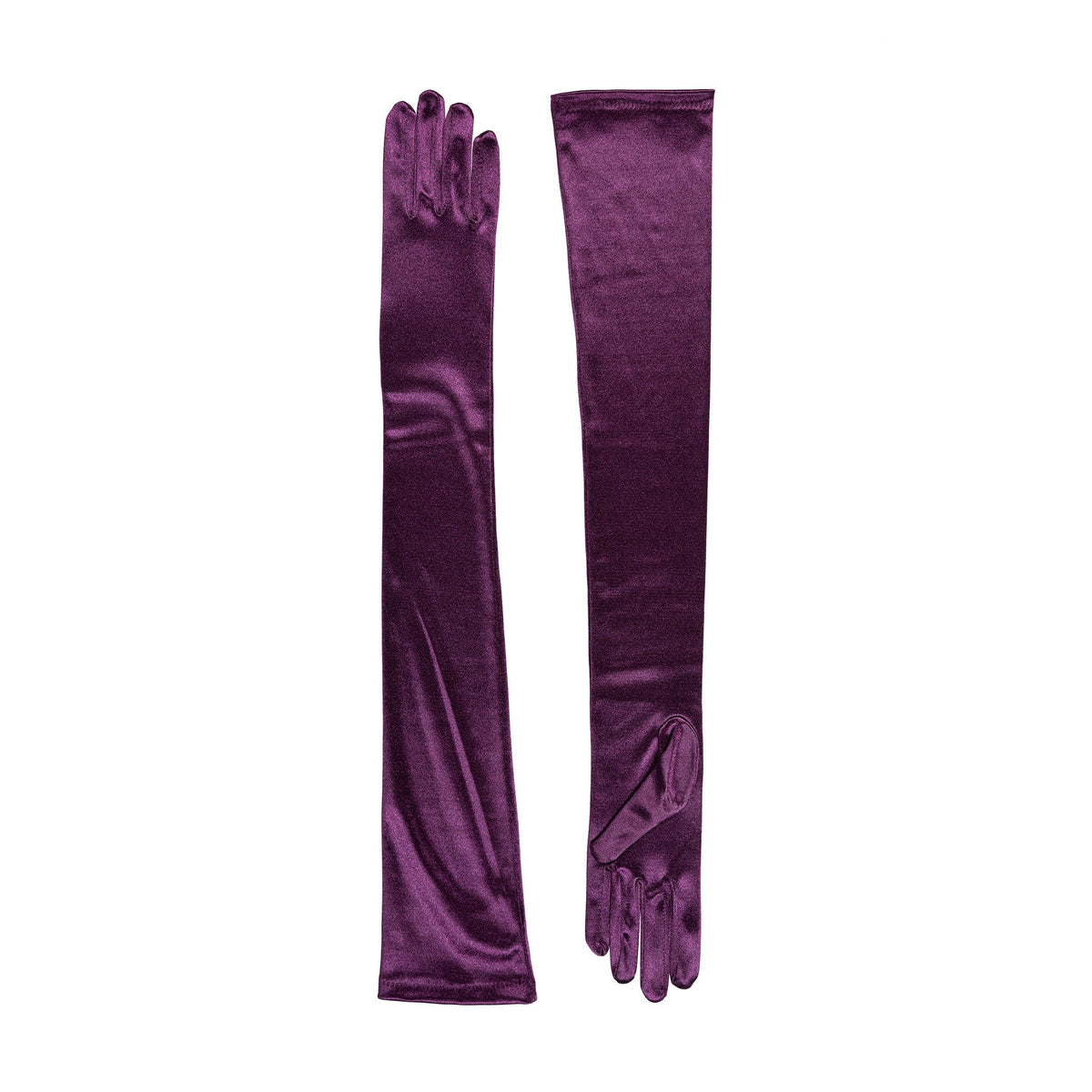 Women's long opera satin gloves in amethyst