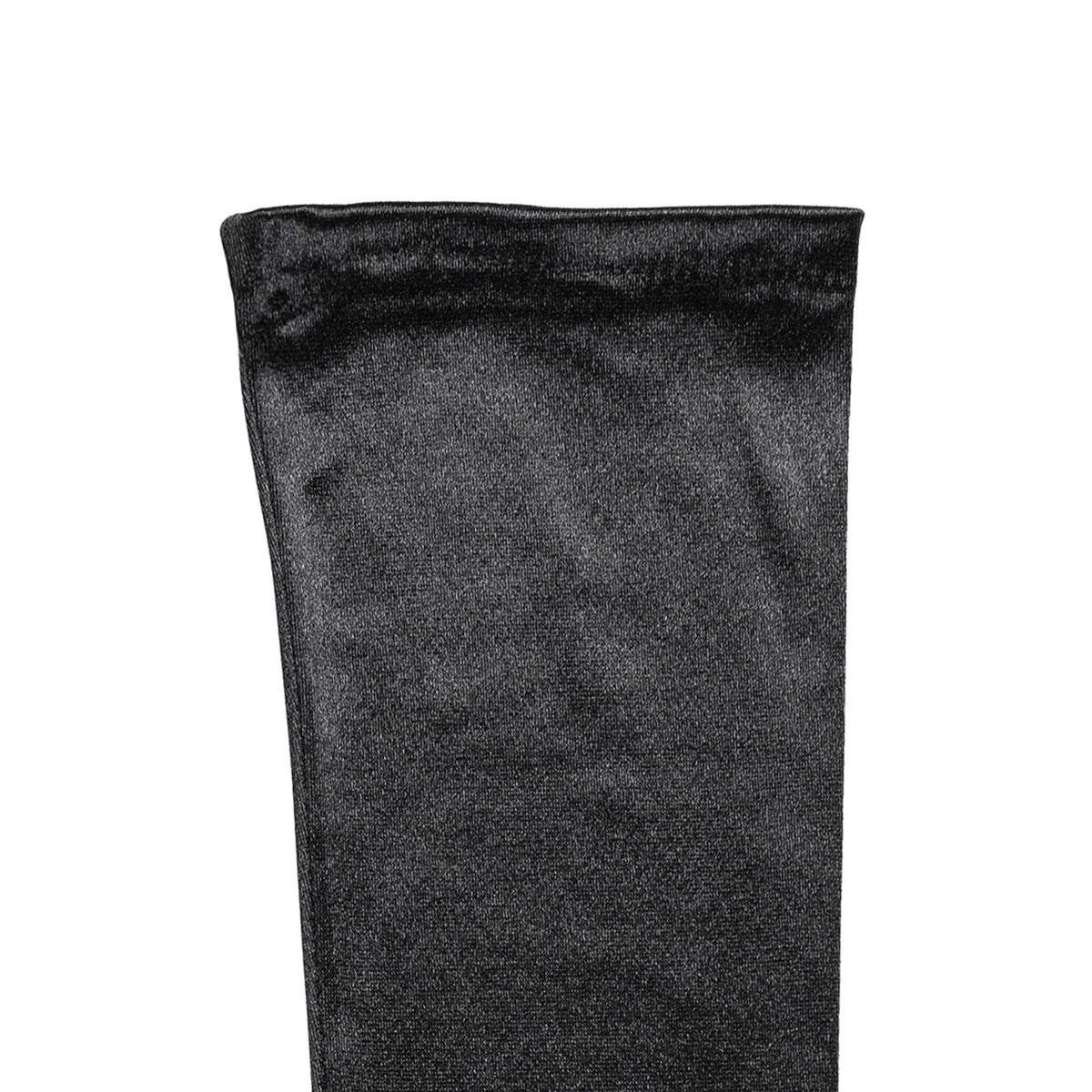 Women's long opera satin gloves in black cuff palm side up