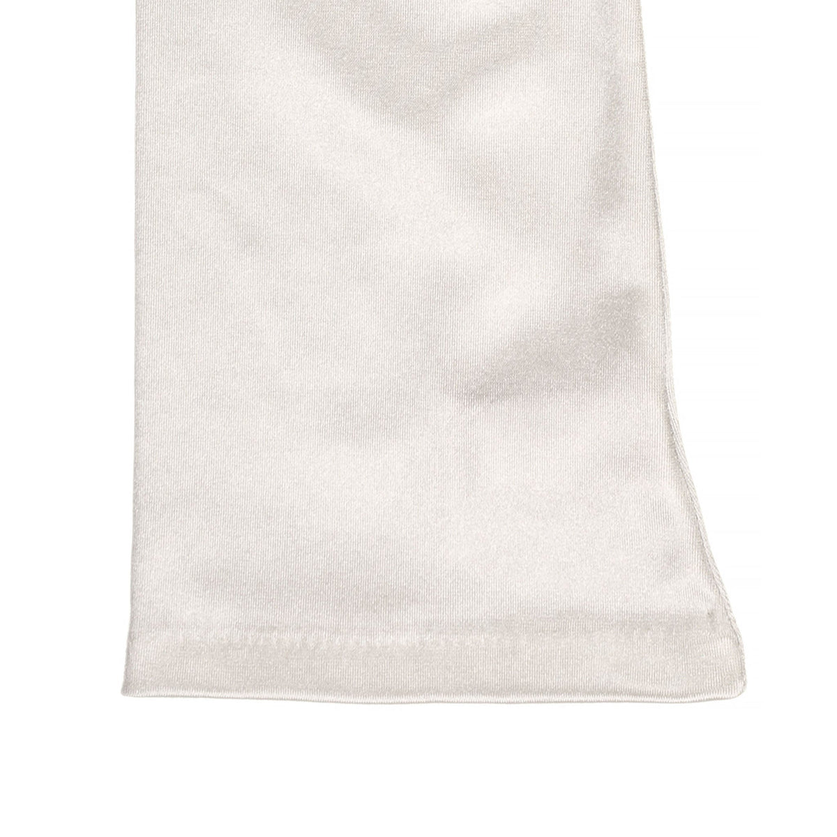 Women's long opera satin gloves in ivory - close up of the cuff
