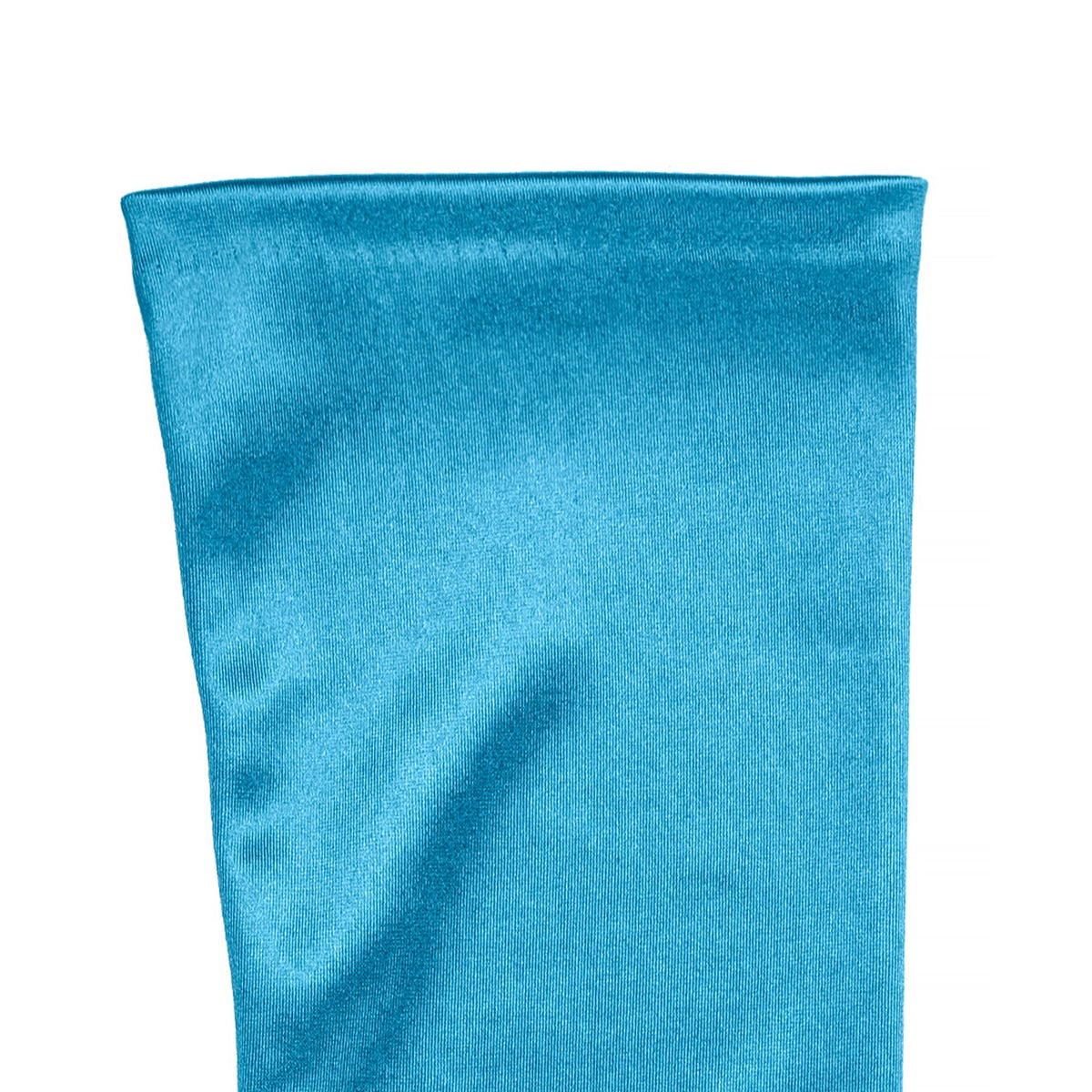 Women's long opera satin gloves in teal - palm side cuff