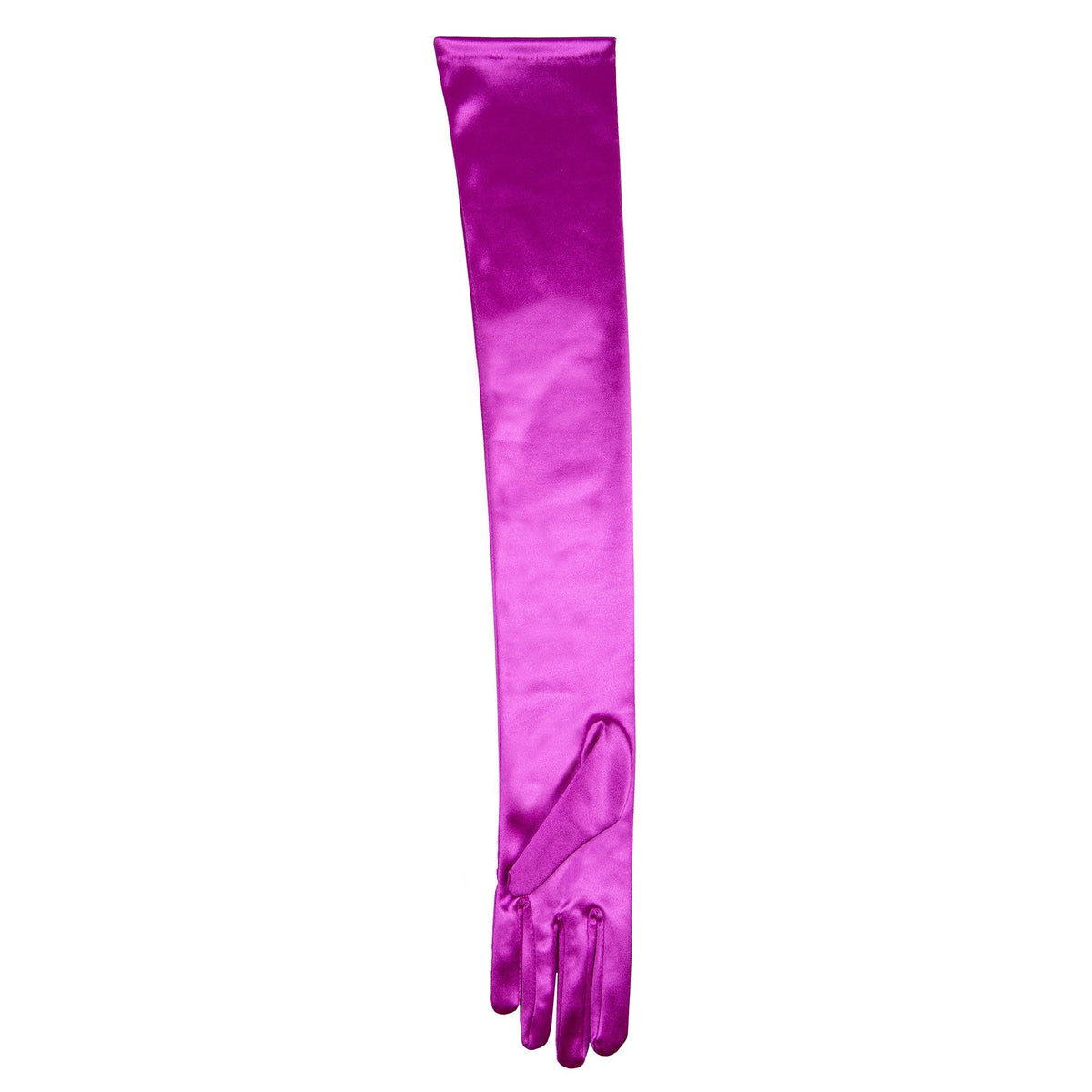Women's Long Satin Gloves in Violet left