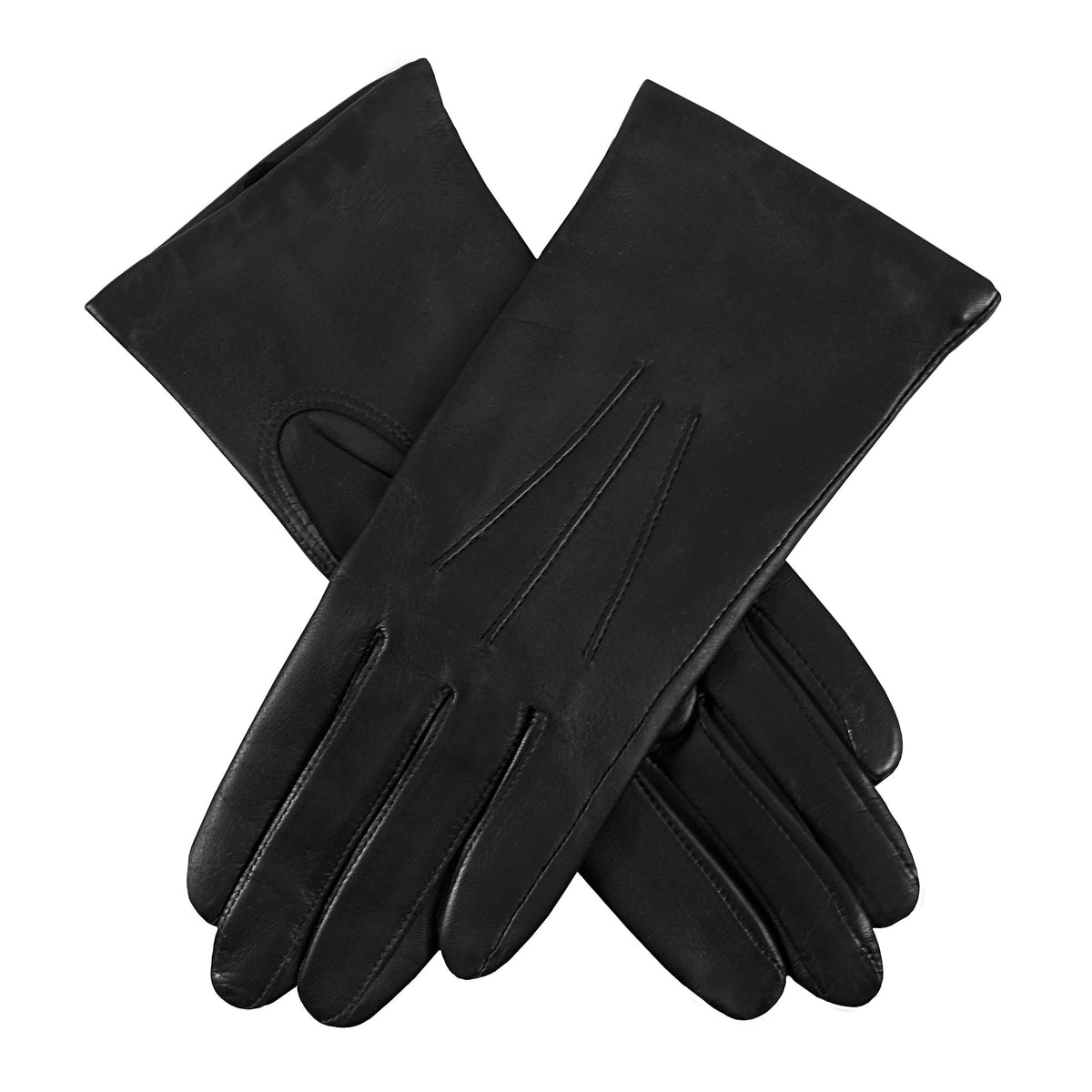 DENTS Isabelle women’s cashmere-lined leather gloves in black – front