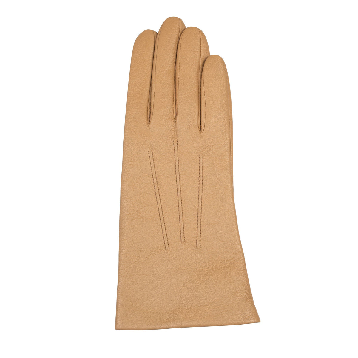 Women's Three Point Silk-Lined Leather Gloves Toffee right