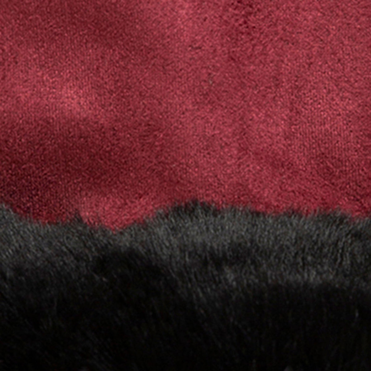 Women's touchscreen velour-lined faux suede gloves with faux fur cuffs in berry/black material