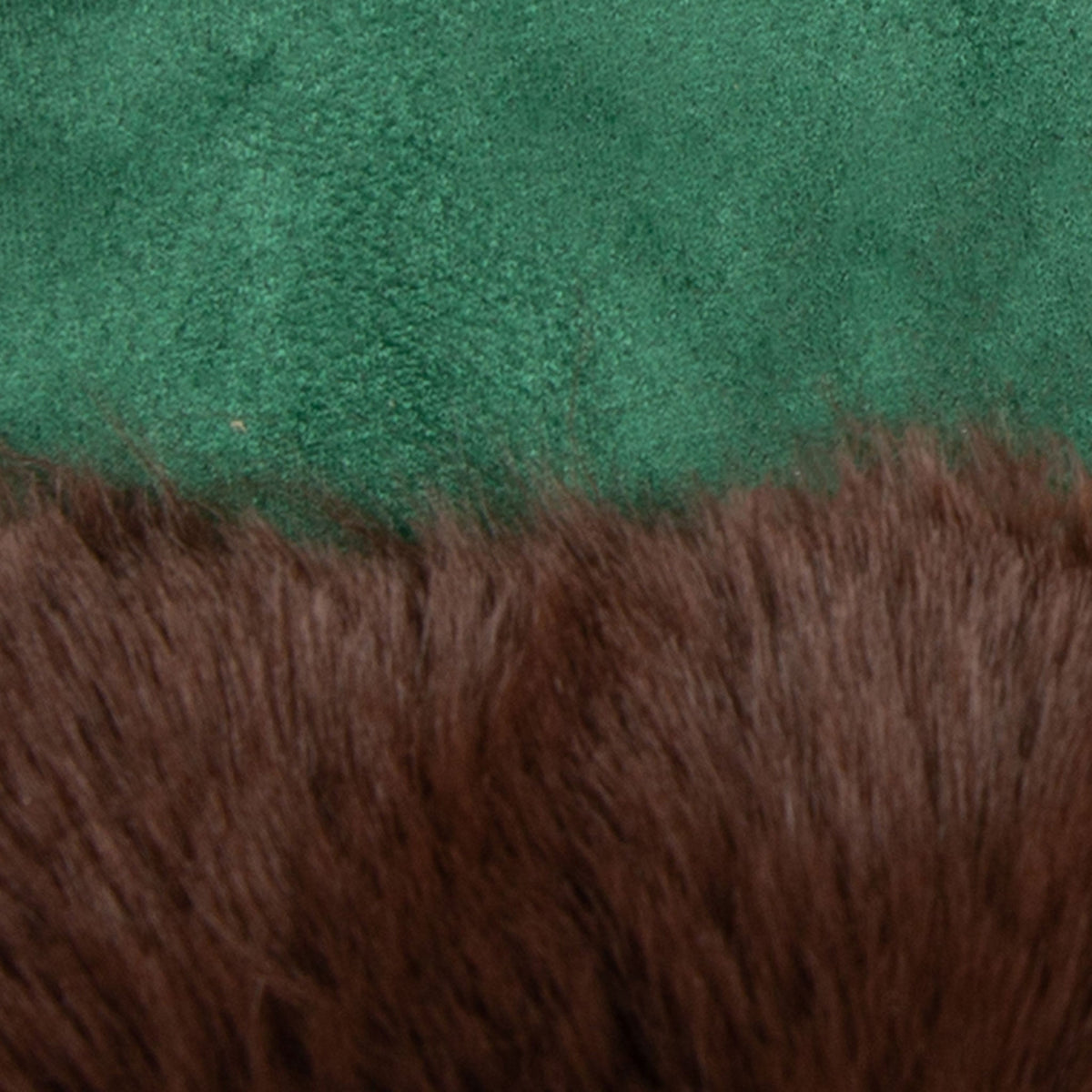 Women's touchscreen velour-lined faux suede gloves with faux fur cuffs in emerald/chocolate material
