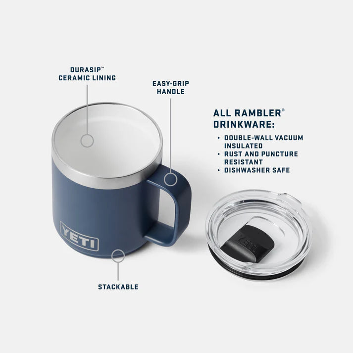 YETI Rambler 10oz (295ml) Stackable Mug with DuraSip™ Ceramic Lining - Features