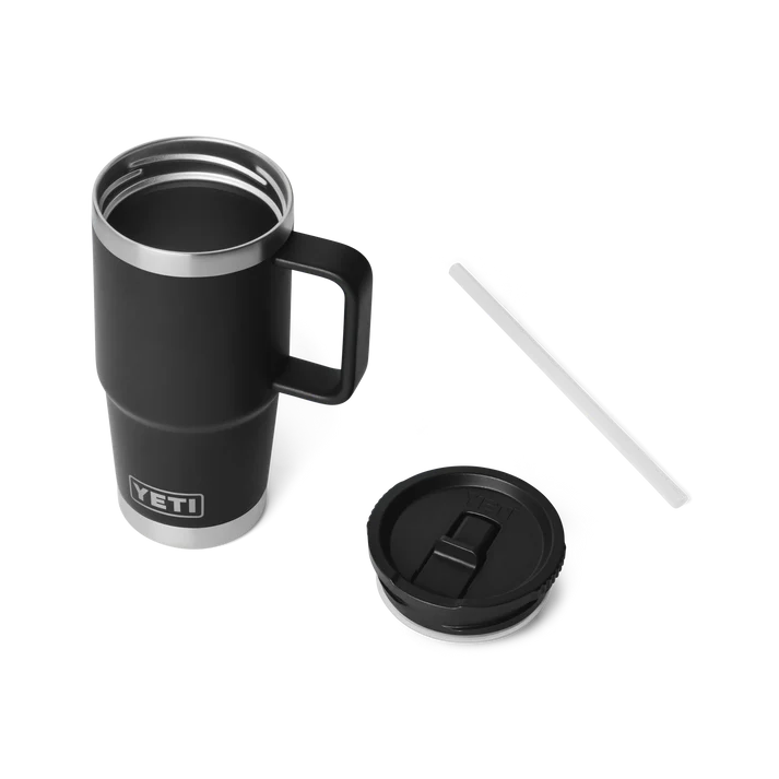 YETI Rambler 20 OZ (591ml) Travel Mug With Straw Lid - Black