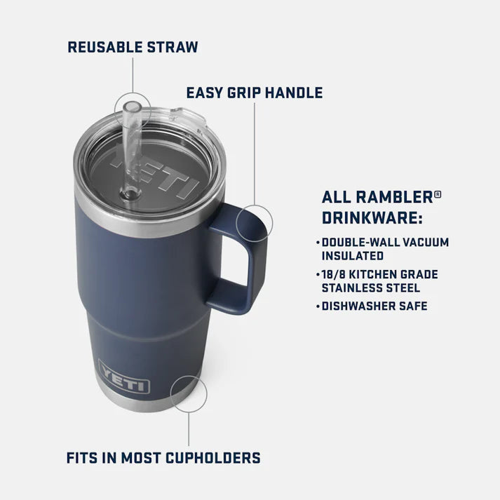 YETI Rambler 25 OZ (739ml) Straw Mug With Straw Lid - Features